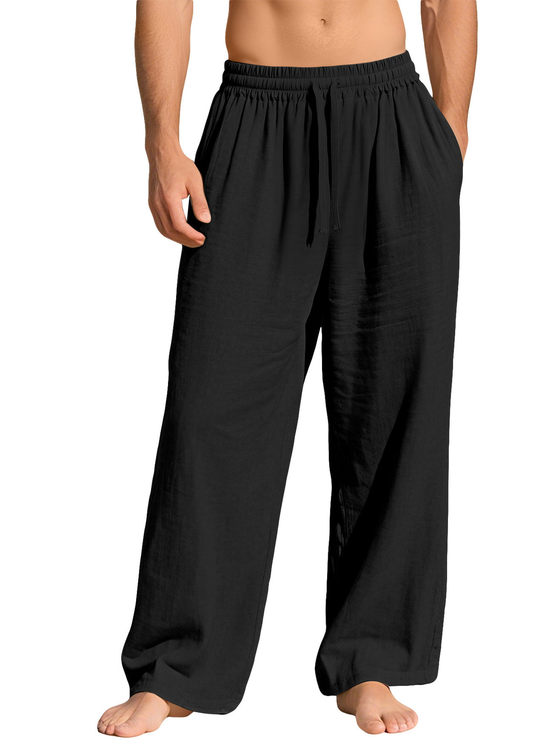 Men's lightweight linen lounge pants with elastic waistband and side pockets StylebySassy