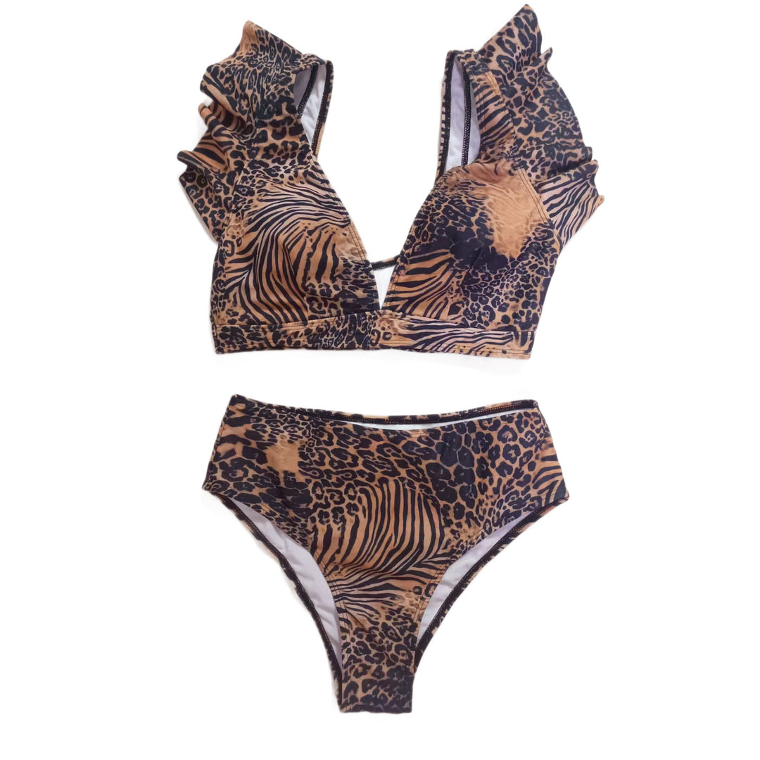 Women Bikini Set with playful ruffles and floral patterns StylebySassy