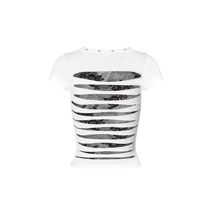 Women's short-sleeve top with sophisticated lace and print details StylebySassy