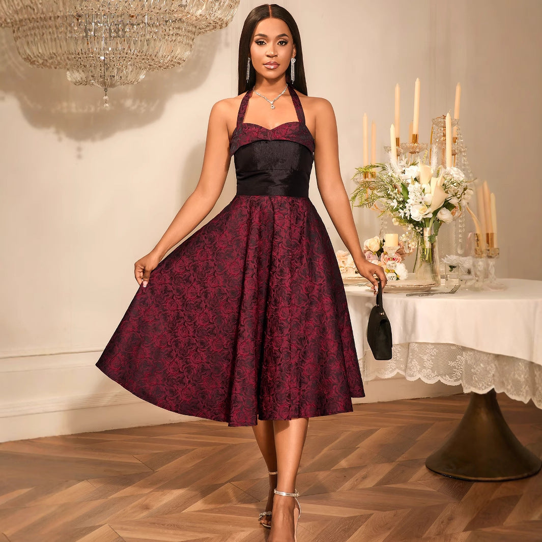 Women Elegant Cocktail Dress with Floral Pattern and Flattering Waist Belt StylebySassy