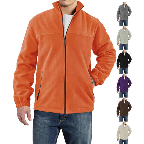 Men's fleece jacket with zipper, stand-up collar and zip pockets StylebySassy