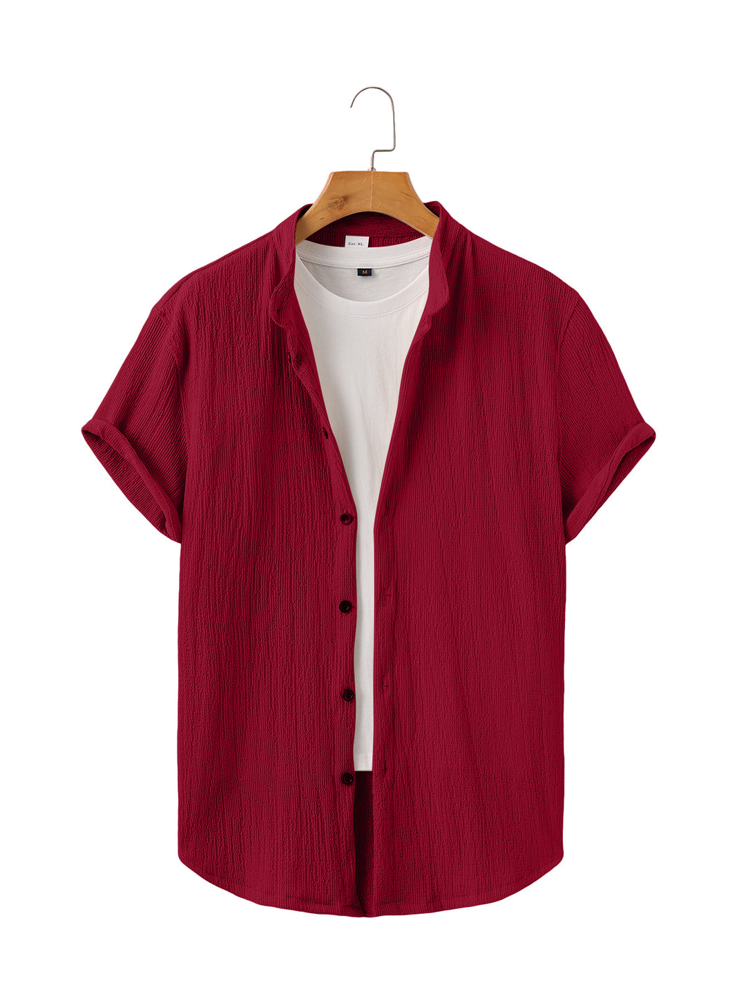 Men's lightweight wrinkle structure overshirt with rolled-up sleeves relaxed overshirt silhouette StylebySassy