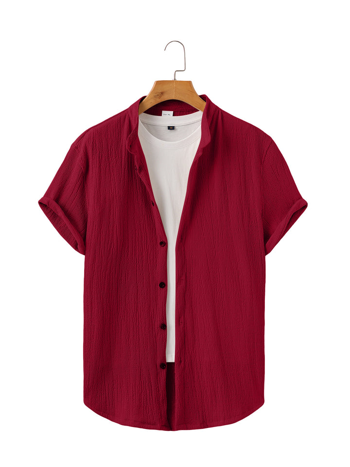 Men's lightweight wrinkle structure overshirt with rolled-up sleeves relaxed overshirt silhouette StylebySassy