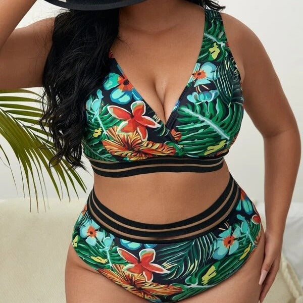 Women's Colorful Patterned Bikini with Wide Underbust Band StylebySassy