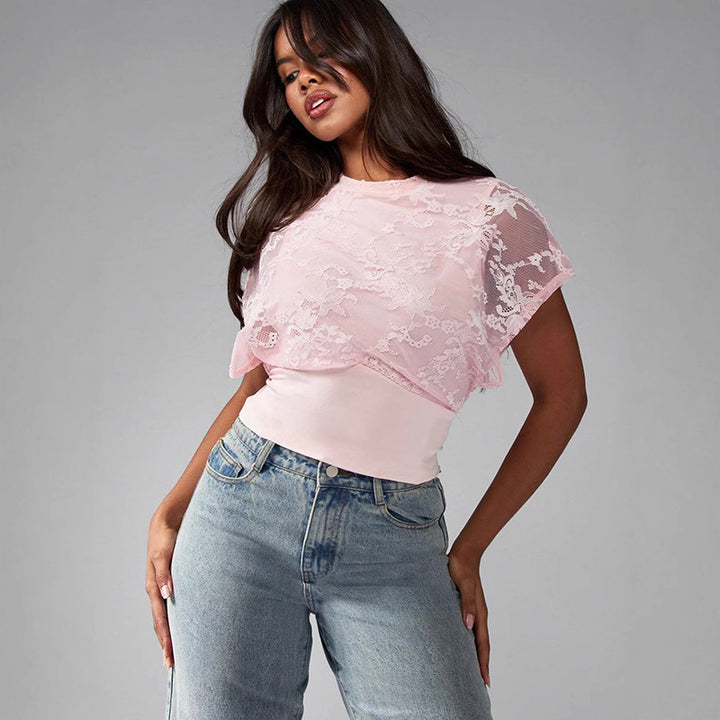 Women Elegant structured top with lace details StylebySassy