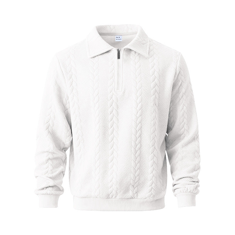 Men's coarse knitted troyer with short zipper and polo collar StylebySassy