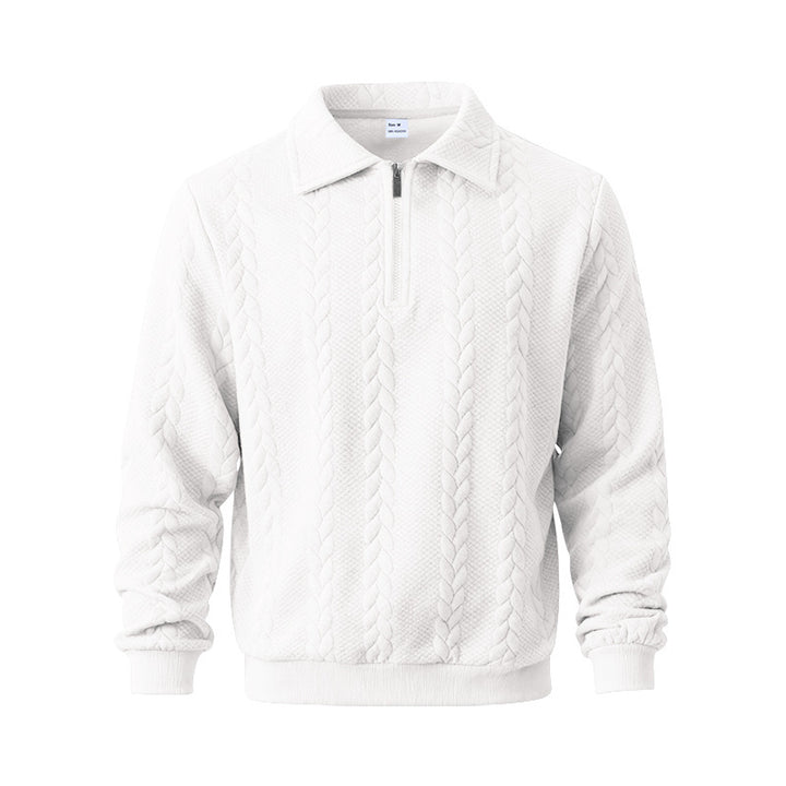 Men's coarse knitted troyer with short zipper and polo collar StylebySassy
