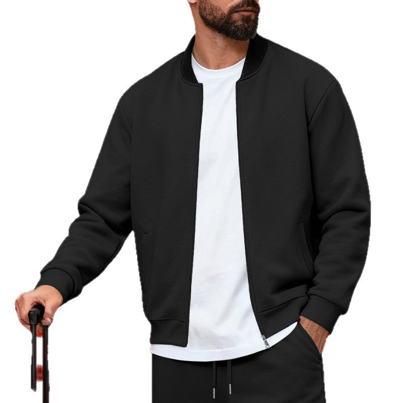 Men's Nan Urban Sweat Track Jacket with Stand Collar Concealed Zipper Elastic Rib Cuffs and Side Pockets StylebySassy