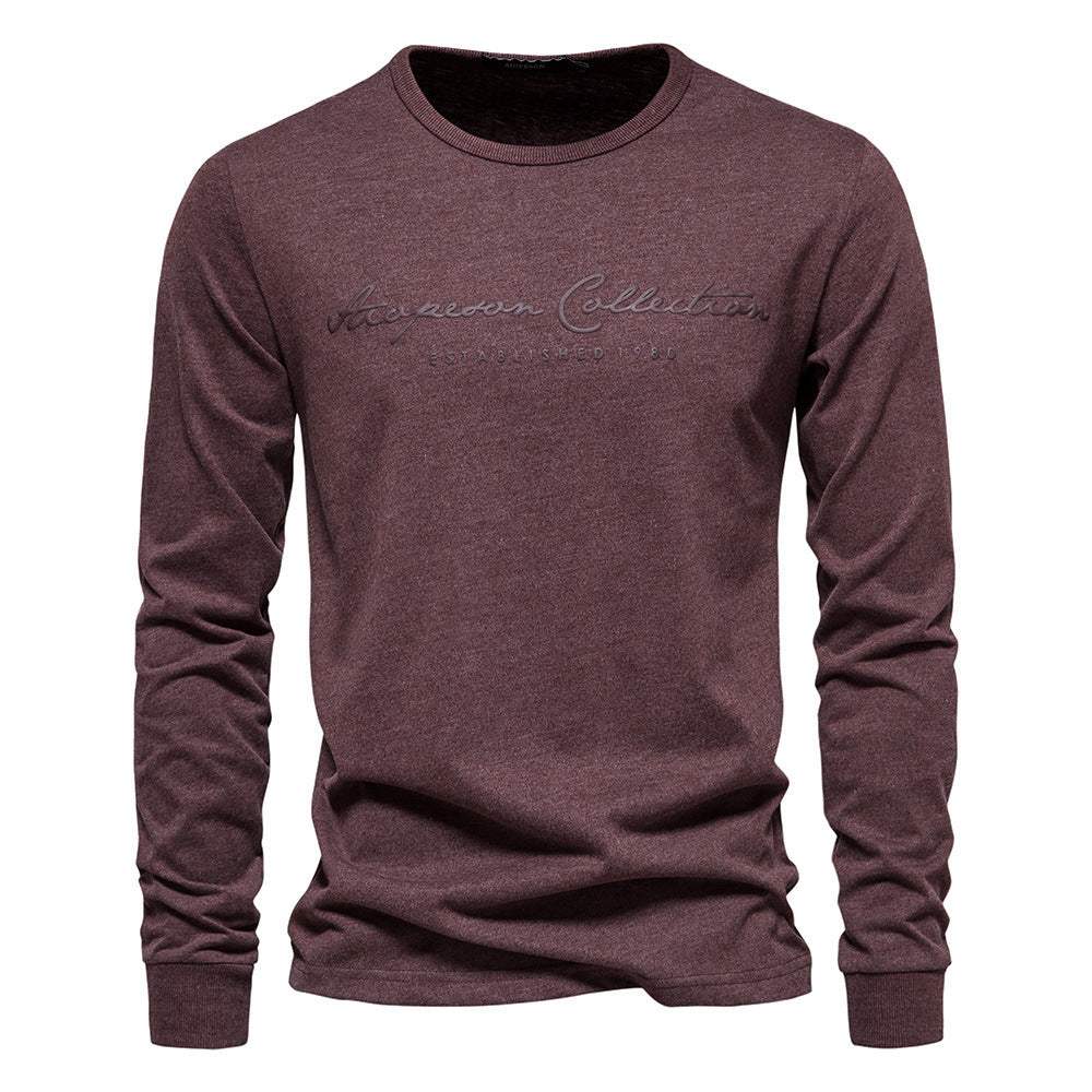 Men's Nano Minimalist Round Neck Sweatshirt Made of Cotton Blend with Ribbed Cuffs StylebySassy