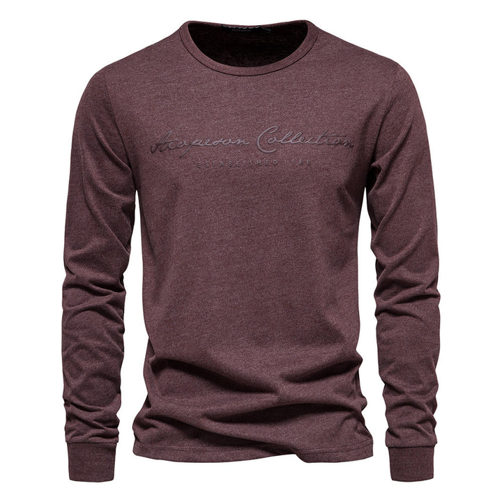 Men's Nano Minimalist Round Neck Sweatshirt Made of Cotton Blend with Ribbed Cuffs StylebySassy