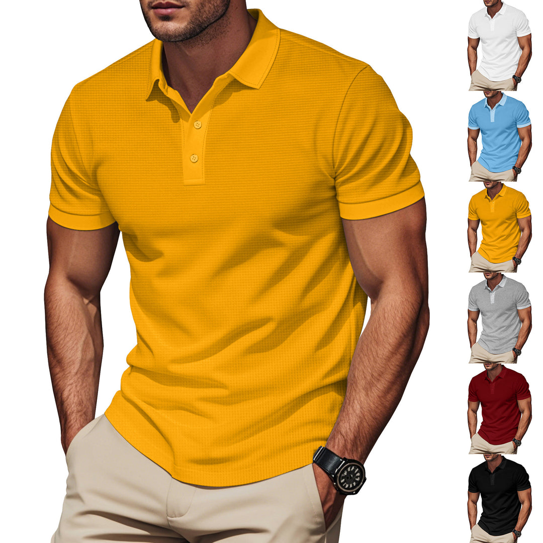 Men's body-hugging polo with micro-rib structure, double-quilted collar, and slim fit StylebySassy