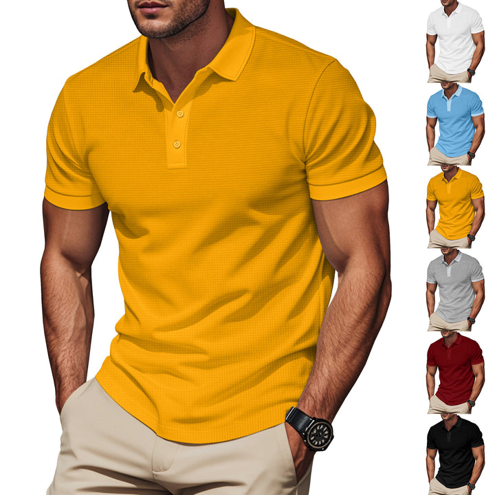 Men's body-hugging polo with micro-rib structure, double-quilted collar, and slim fit StylebySassy
