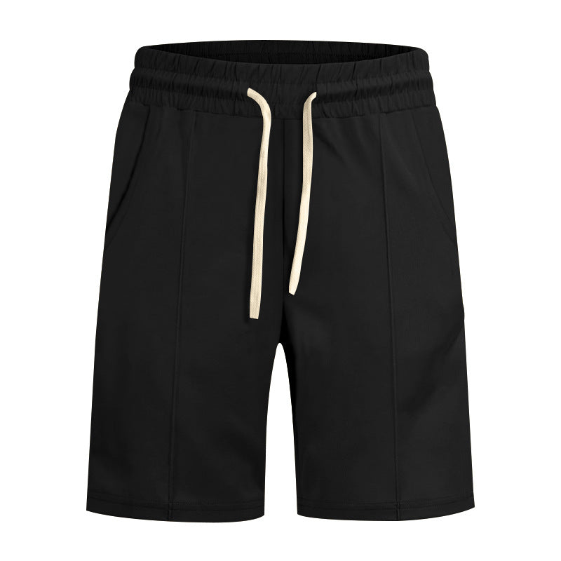 Men's short leisure pants made of cotton blend with elastic waistband and drawstring StylebySassy