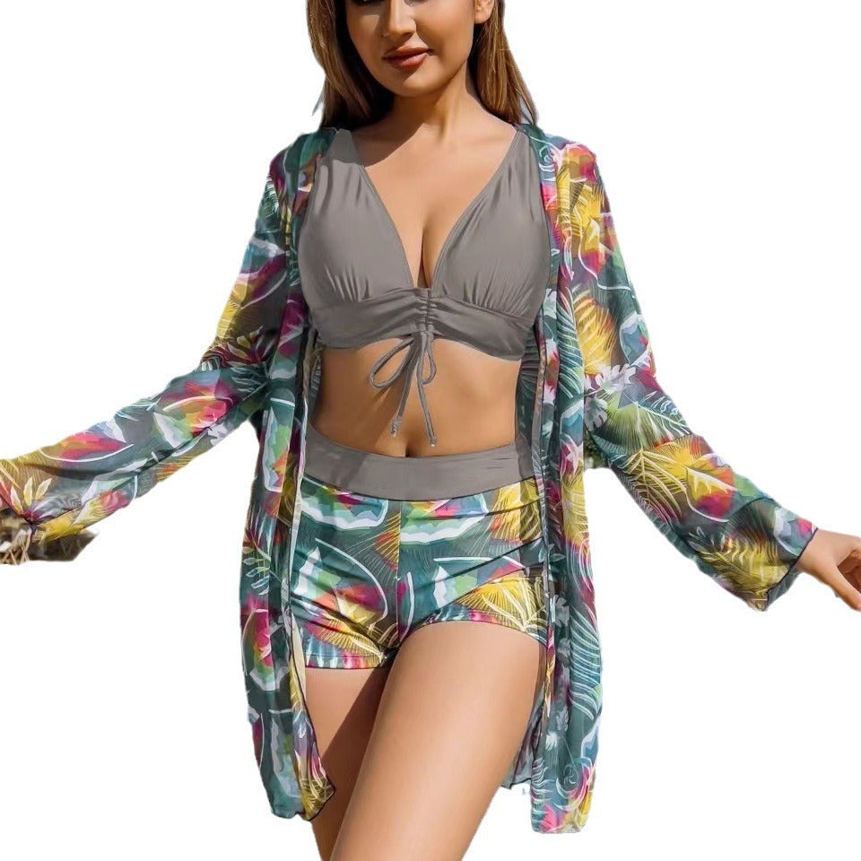 Ladies bikini set with floral wrap top and comfortable shorts StylebySassy