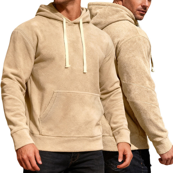 Men's nan velvety hoodie with seam details, kangaroo pocket and contrast cord StylebySassy