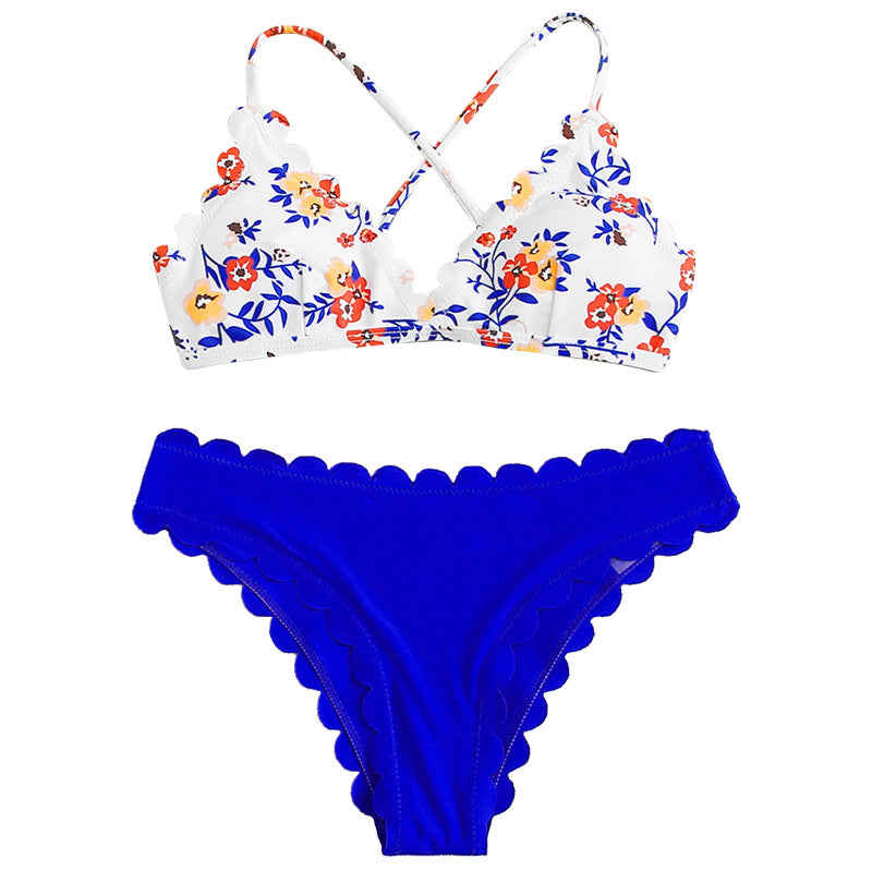 Women's bikini set with floral top and high-waisted bottom StylebySassy