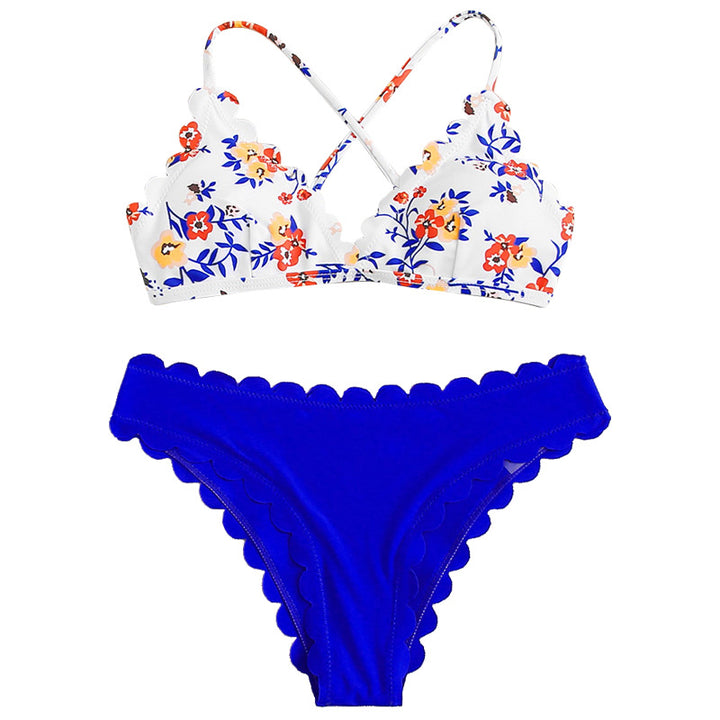 Women's bikini set with floral top and high-waisted bottom StylebySassy