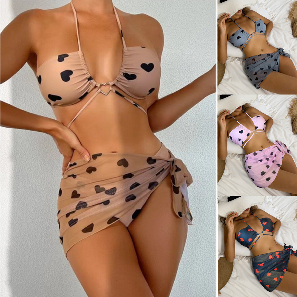 Women's Bandeau Bikini Set with Playful Heart Design StylebySassy
