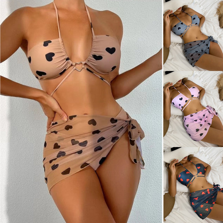 Women's Bandeau Bikini Set with Playful Heart Design StylebySassy