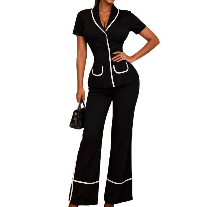 Women's Elegant Blazer Set with Contrasting Accents StylebySassy