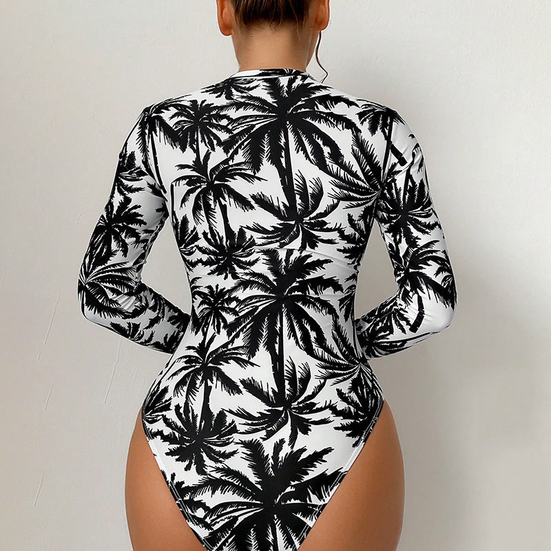 Women's one-piece swimsuit with long sleeves and practical zipper StylebySassy