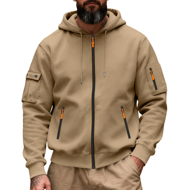Men's functional hoodie sweat jacket with full zip and arm pocket StylebySassy