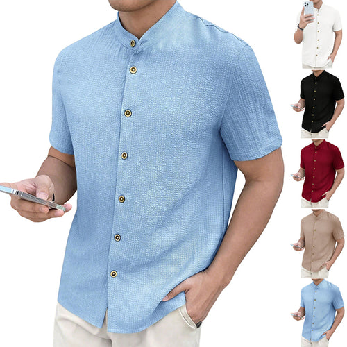 Men's lightweight wrinkle structure overshirt with rolled-up sleeves relaxed overshirt silhouette StylebySassy