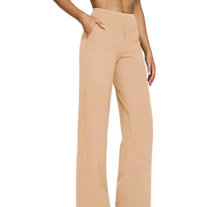 Women's flowing high-waist pants with extra wide leg, elastic comfort waistband and side pockets StylebySassy