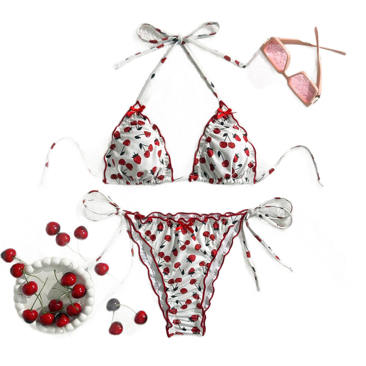 Women's Triangle Bikini with playful cherry pattern StylebySassy