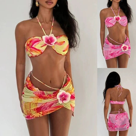 Women's bandeau bikini with decorated skirt StylebySassy