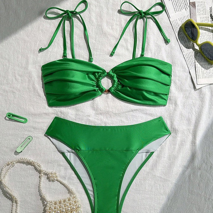 Women Elegant Triangle Bikini Set with Ruffle Details StylebySassy