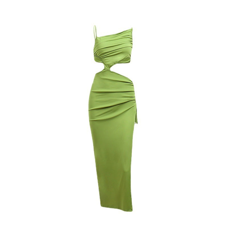 Women Asymmetrical Maxi Dress with Draped Details StylebySassy