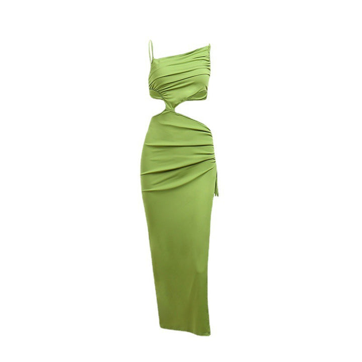 Women Asymmetrical Maxi Dress with Draped Details StylebySassy