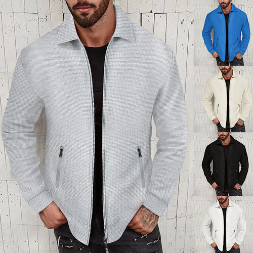 Men's nano structured shirt jacket with shirt collar two-way zipper and zippered pockets StylebySassy