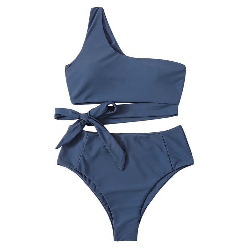 Ladies bikini set with asymmetrical top and high waist cut StylebySassy