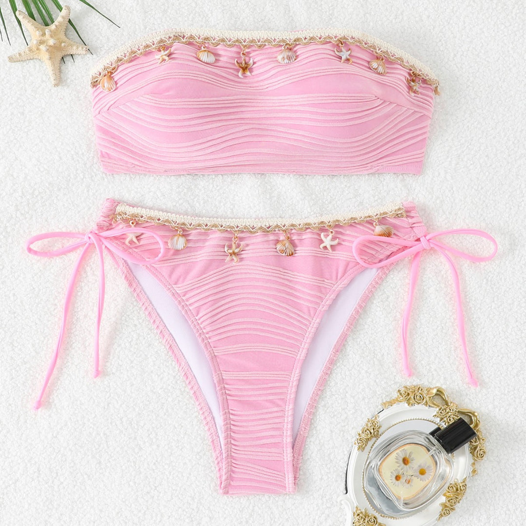 Women Bandeau Bikini with Shell Decoration StylebySassy