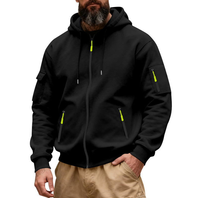 Men's functional hoodie sweat jacket with full zip and arm pocket StylebySassy