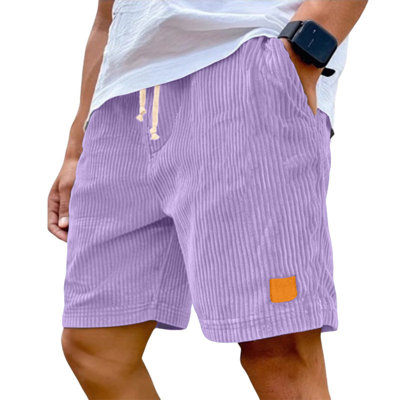 Men's fine corduroy shorts with elastic drawstring waistband, drawstring and deep side pockets StylebySassy
