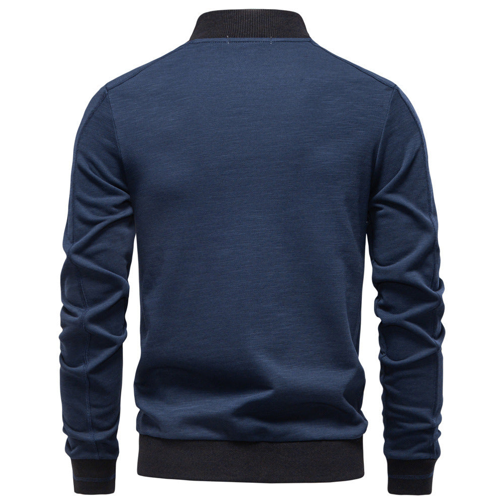 Men's slim zip jacket in bomber style with fine mélange texture, stand collar and elastic ribbed cuffs StylebySassy