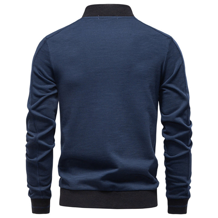 Men's slim zip jacket in bomber style with fine mélange texture, stand collar and elastic ribbed cuffs StylebySassy