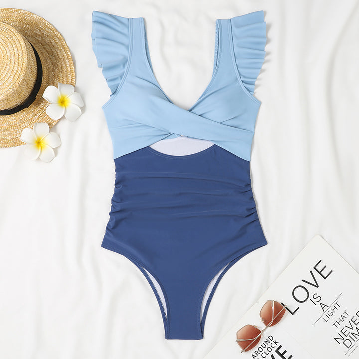 Women's One-Piece Swimsuit with Voluminous Ruffles and Striking Wrap Design StylebySassy