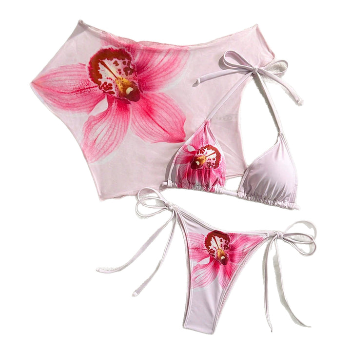 Women's swimsuit set with floral top and designed bottom StylebySassy