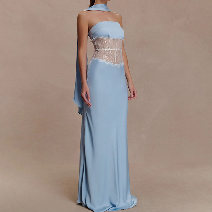 Ladies High-Quality Evening Dress with Floral Lace Top StylebySassy