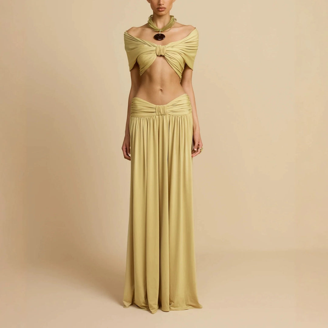 Women Elegant Maxi Dress with Innovative Knotted Design StylebySassy