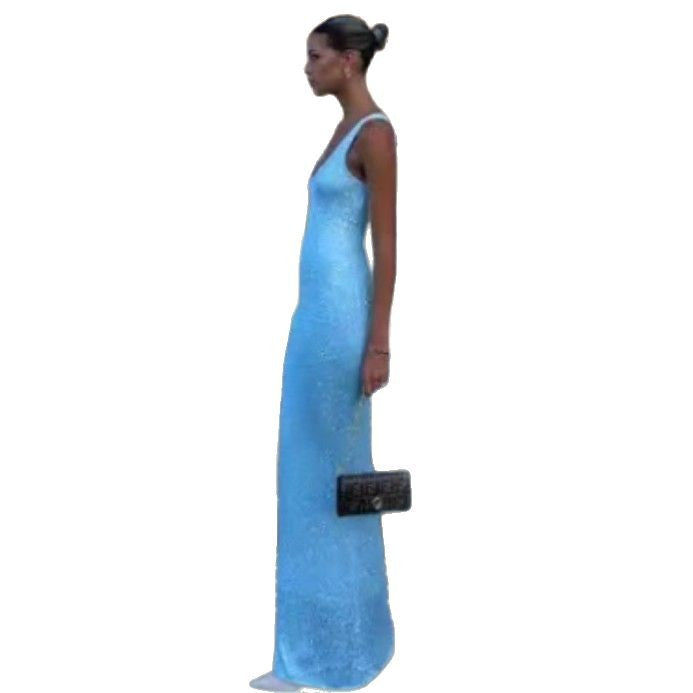 Women's column maxi dress with a slim, body-hugging fit and narrow straps StylebySassy