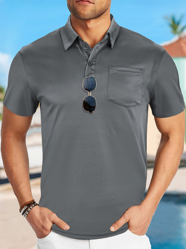 Men's functional polo shirt with chest pocket and breathable mesh structure StylebySassy