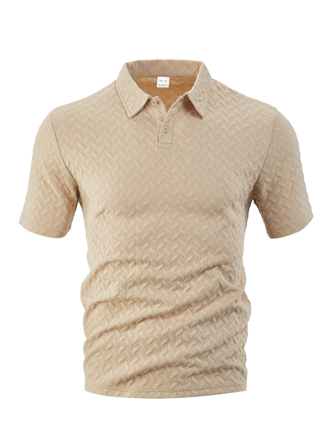 Men's short-sleeved polo shirt with embossed zigzag texture and classic shirt collar StylebySassy