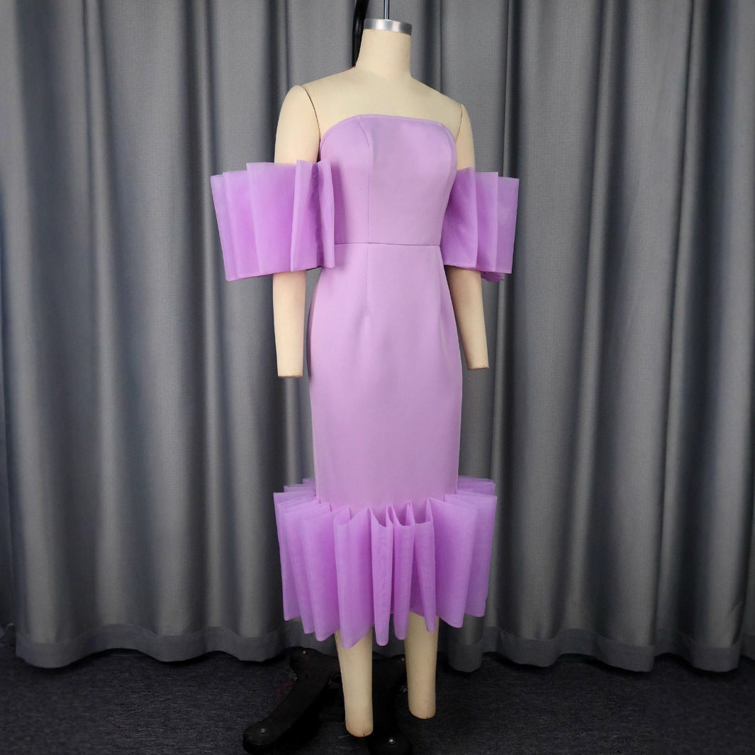 Women Elegant Dress with Voluminous Ruffled Sleeves StylebySassy