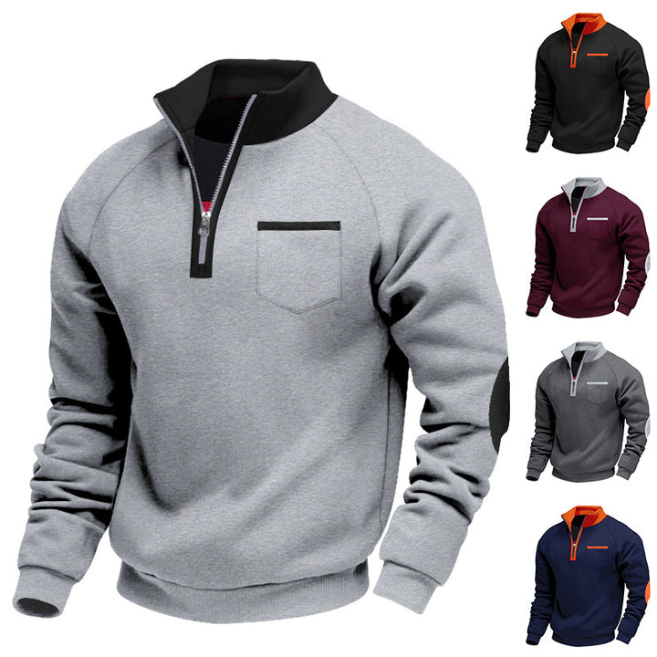Men's Nano Fleece Half-Zip Pullover with Chest Pocket and Elbow Patches StylebySassy