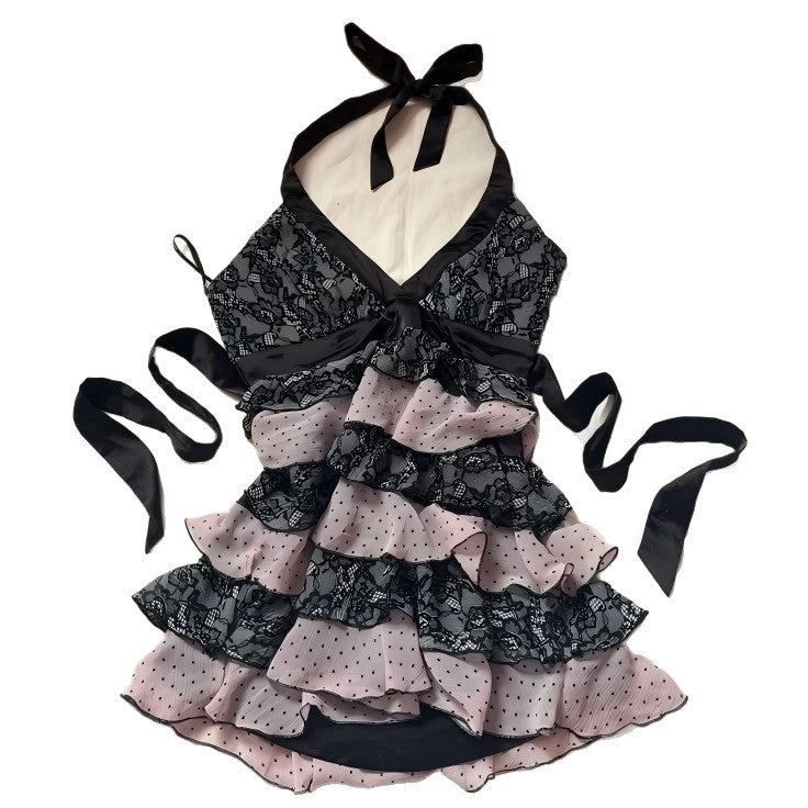 Women's Ruffle Dress with Lace Top StylebySassy